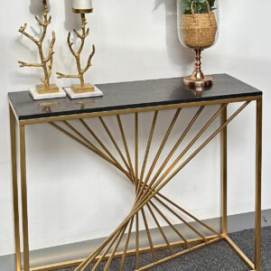 GRANITE CONSOLE TABLE BLACK & GOLD