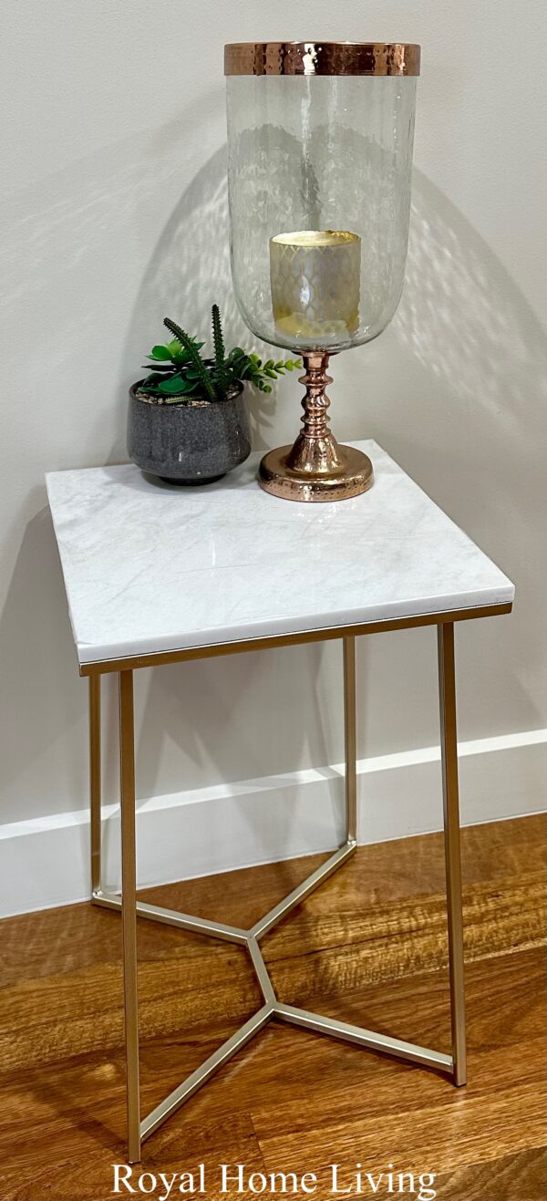 LUCA MARBLE & CHAMPAGNE SIDE TABLE